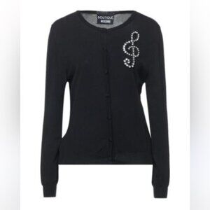 Moschino Boutique Crystal Music Cardigan Sweater Button Down Knit Soft Preppy 8